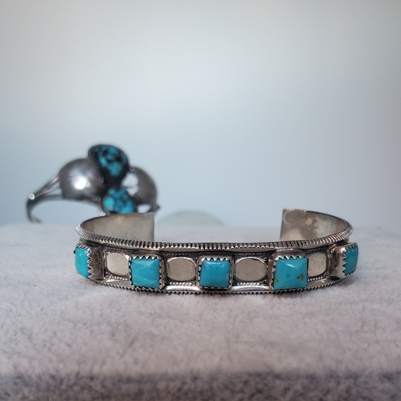 Rare Antique all natural Roysten/Cerrillios Turquoise Sterling Necklace. - Picture 14 of 15